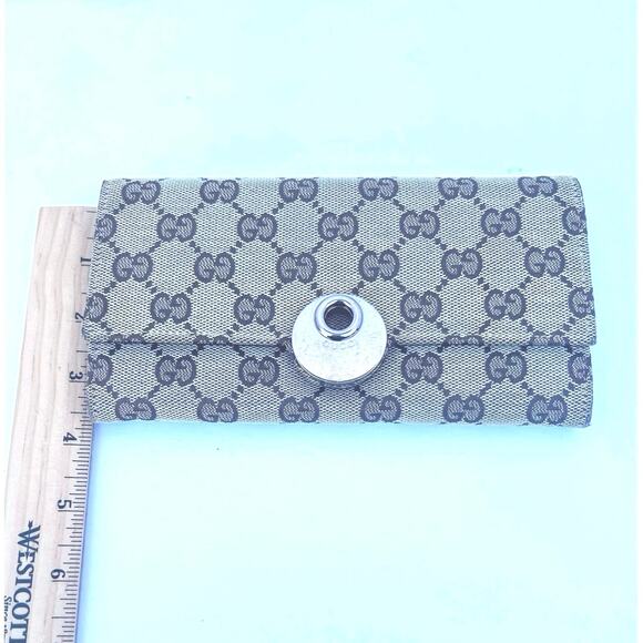 Gucci Eclipse Continental GG Monogram Brown Canvas Leather Trim Trifold Wallet - Picture 13 of 14